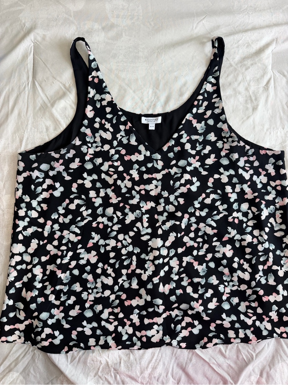 Reitmans Black Camisole with Pink & White Floral Spot Print